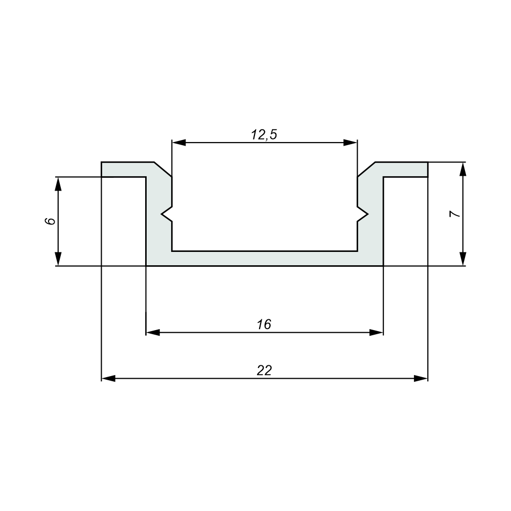 Профиль врезной для светодиодной ленты размеры