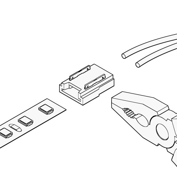 12359-2 Geniled Connector piercing 2pin (7mm) with wire Jack mother for connecting LEDs. ribbons 10mm 1pc
