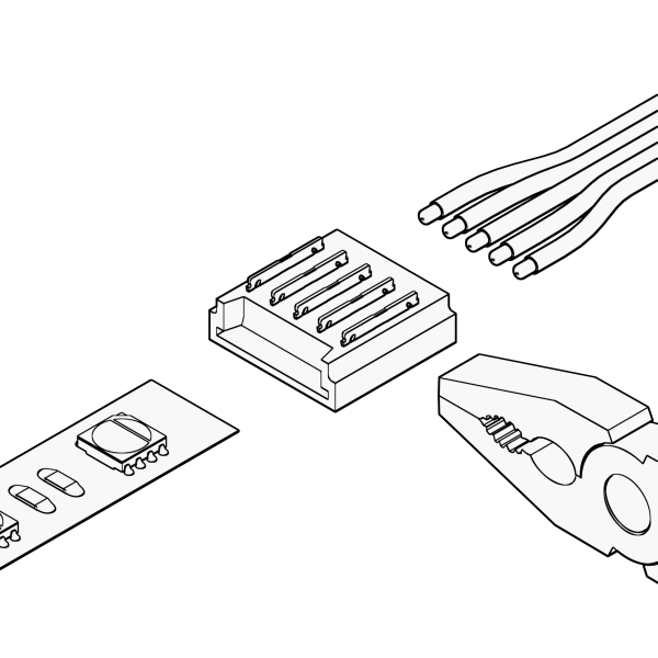 12364-2 Geniled 5pin piercing connectors with wire for flexible connection or RGBW 12mm ribbon connection 2pcs