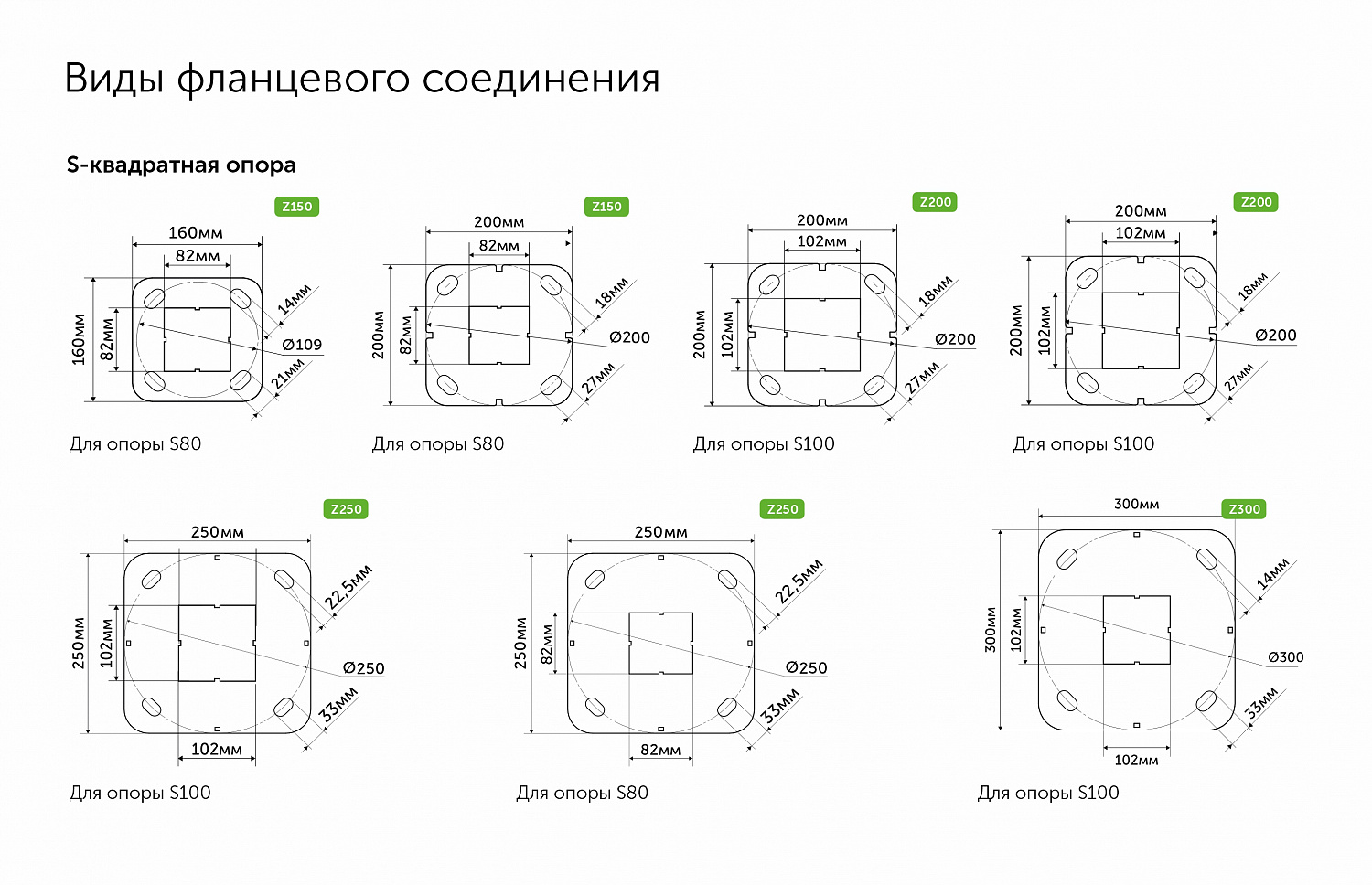 Опоры с посадочным диаметром фланца 250мм  