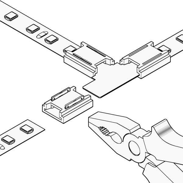 12358-3 Geniled Konnektor prokalyvayushchiy 2pin (7mm) dlya T i L-obraznogo zhestkogo soyedineniya svetodiod. lenty 10mm 3sht