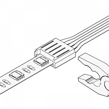 12364-4 Geniled 5pin piercing connectors with wire for flexible connection or RGBW 12mm ribbon connection 2pcs
