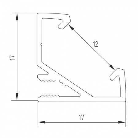 12033 02 Profile for LED strip Geniled uglovoy uzkiy 17x17x3000 М16