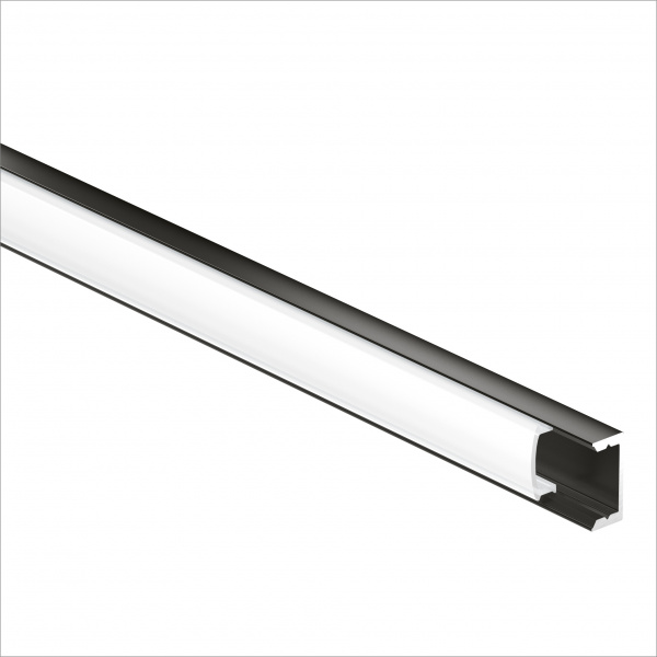 12131b_1_ch Geniled profile kit for overhead LED strip 16x6x1000 M16 Black with plugs and flat black diffuser 03