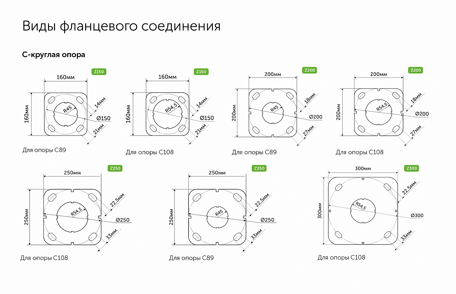 Опоры с посадочным диаметром фланца 250мм  