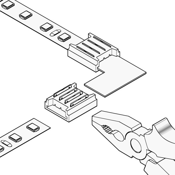 12361-2 Geniled Connector piercing 4pin for L-shaped rigid connection of RGB LED strip 10mm 2pcs