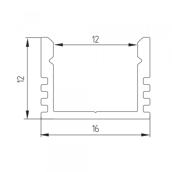 Профиль для светодиодной ленты Geniled накладной глубокий 16х12х2000 М16 схема